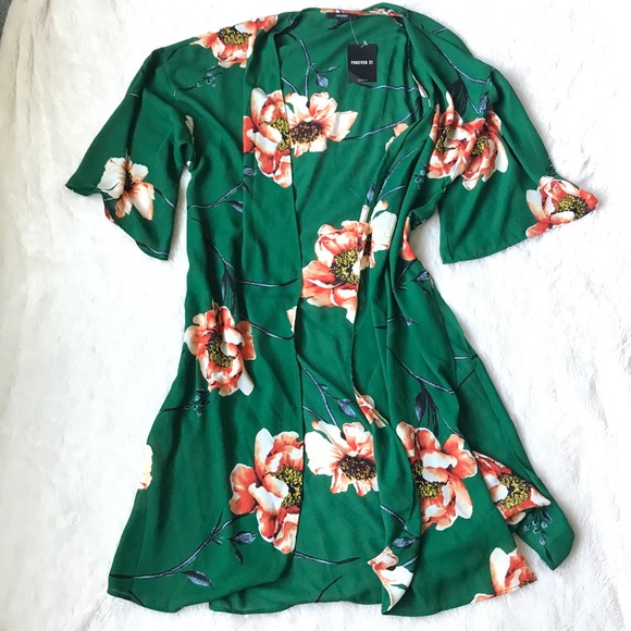 Tops - Emerald Vibrant Kimono